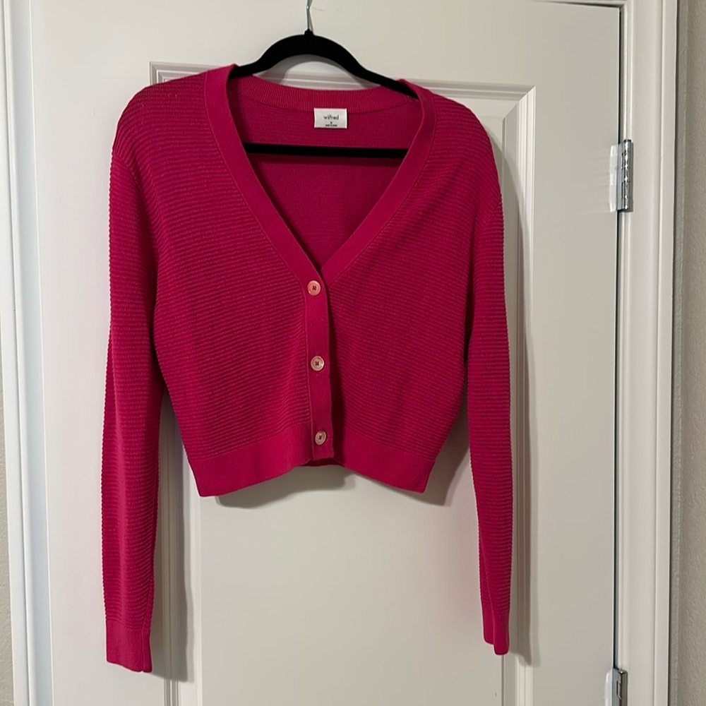 Aritzia Wilfred Hot Pink Cardigan Medium